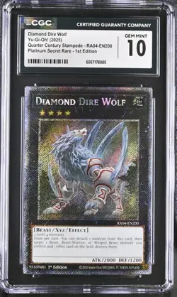Diamond Dire Wolf *CGC 10* RA04-EN200 *POP 1* Platinum Secret Rare * Yugioh - Image 1