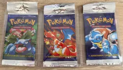 3 Pokemon Base Set Unlimited Complete Art Set Booster Packs Long Crimp Charizard - Image 1