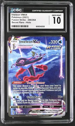 CGC 10 Inteleon VMAX (Alt Art) 266/264 Fusion Strike Secret Rare Pokemon Card - Image 1