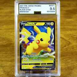Pokemon SWSH Black Star Promo Pikachu V SWSH061 AGS Mint+ 9.5 Full Art Holo 2021 - Image 1