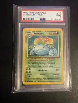 PSA 9 Venusaur Holo Base Set 1999 WOTC Unlimited 15/102 Pokemon Card MINT - Image 1