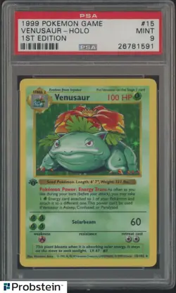 1999 Pokemon Game 1st Edition #15 Venusaur Holo PSA 9 MINT - Image 1