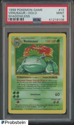 1999 Pokemon Game Shadowless #15 Venusaur Holo PSA 9 MINT - Image 1