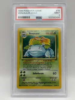 PSA 9 1999 Pokemon Base Set Venusaur Holo 15/102 Mint 9 Vintage Tough Grade - Image 1