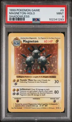 1999 Pokemon Game #9 Magneton - HOLO Shadowless PSA 9 Mint - Image 1