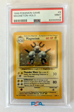 Pokemon TCG 1999 Base Set Magneton Holo #9 PSA MINT 9 - Image 1