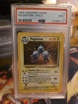 1999 Pokemon Base Set Magneton #9 English Unlimited Holo Rare 9/102 - PSA 9 MINT - Image 1
