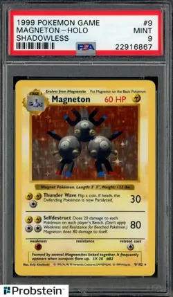 1999 Pokemon Game Shadowless #9 Magneton Holo PSA 9 MINT - Image 1