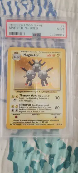 1999 POKEMON BASE SET GAME #9 MAGNETON-HOLO PSA 9 MINT - Image 1