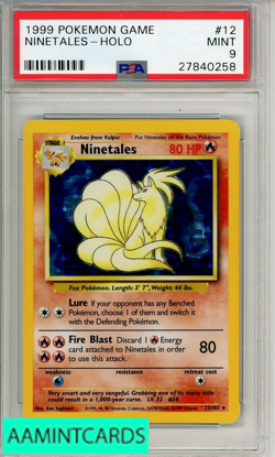1999 POKEMON GAME NINETALES-HOLO #12 PSA 9 MINT - Image 1