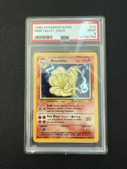 PSA 9 NINETALES HOLO #12 BASE SET POKEMON GAME 1999 MINT - Image 1