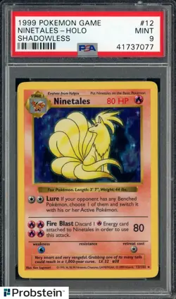 1999 Pokemon Game Shadowless #12 Ninetales Holo PSA 9 MINT - Image 1