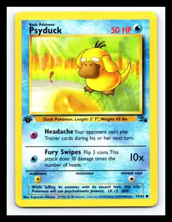 🔥 PSYDUCK 1ST EDITION NON HOLO POKEMON TCG 1999 SET VINTAGE CARD # 53/62 - Image 1