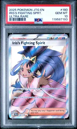 2025 POKEMON JTG EN-JOURNEY TOGETHER ULTRA RARE IRIS'S FIGHTING SPIRIT PSA 10 - Image 1