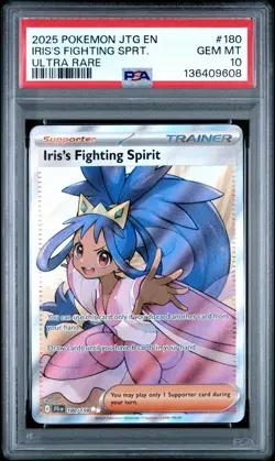 2025 POKEMON JTG EN-JOURNEY TOGETHER ULTRA RARE IRIS'S FIGHTING SPIRIT PSA 10 - Image 1
