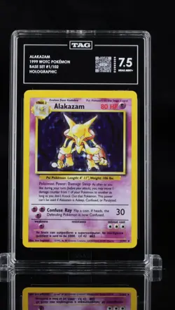 1999 POKEMON BASE SET UNLIMITED #1 ALAKAZAM-HOLO TAG - Image 1