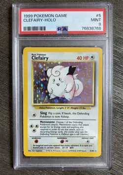 1999 POKEMON GAME BASE SET CLEFAIRY #5/102 RARE HOLO PSA 9 CARD MINT WOTC - Image 1