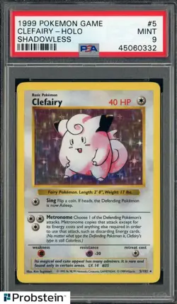1999 Pokemon Game Shadowless #5 Clefairy Holo PSA 9 MINT - Image 1