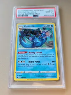 2020 Pokemon EN SWSH BSP Triple Blister Pack SWSH072 Vaporeon Holo PSA 10 - Image 3
