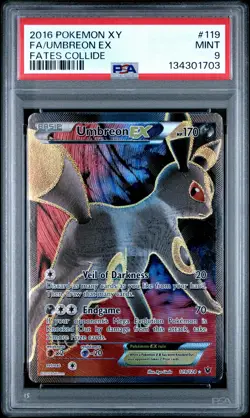 2016 POKEMON XY FATES COLLIDE #119 FULL ART/UMBREON EX PSA 9 - Image 1