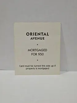 1996 Monopoly Oriental Ave. Replacement Deed Card - Image 2
