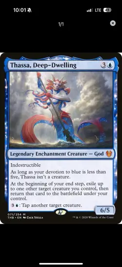 Magic: The Gathering Thassa, Deep-Dwelling Mythic Legendary God Blue 71 - Image 1