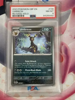 2023 Pokemon OBF Umreon Reverse Holo 130 PSA 8 - Image 2