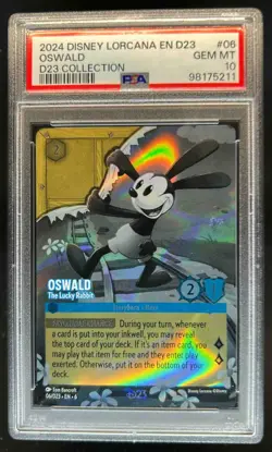 2024 Disney Lorcana Azurite Sea Oswald The Lucky Rabbit Promos #06/D23 PSA 10 - Image 1