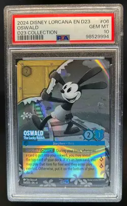 2024 Disney Lorcana Azurite Sea Oswald The Lucky Rabbit Promos #06/D23 PSA 10 - Image 1