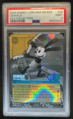 2024 Disney Lorcana Azurite Sea Oswald The Lucky Rabbit Promos #06/D23 PSA 9 - Image 1