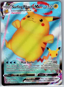 Surfing Pikachu VMAX 009/025 Celebrations - Pokemon Card - NM - Image 1