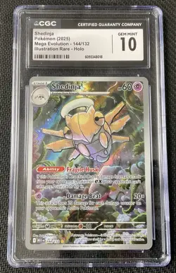 SHEDINJA Illustration Rare Holo 144 CGC 10 GEM MINT 2025 Pokemon Mega Evolution - Image 1