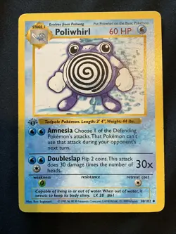 Pokemon TCG First Edition Poliwhirl 038/102 Base Set (Shadowless) Regular - Image 1