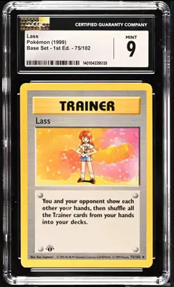 CGC 9 Lass 1999 Base Set Shadowless 1st Edition 75/102 Rare Pokemon WOTC - Image 1
