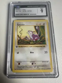 Rattata 1st Edition Base Set 61/102 CGC 9 WOTC Vintage Pokemon - Image 1