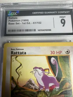 Rattata 1st Edition Base Set 61/102 CGC 9 WOTC Vintage Pokemon - Image 3