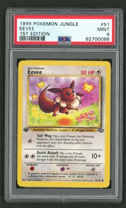 1999 POKEMON JUNGLE 51 EEVEE 1ST EDITION PSA MINT 9 - Image 1