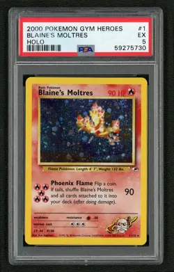 2000 POKEMON GYM HEROES 1 BLAINE'S MOLTRES HOLO PSA EXCELLENT 5 - Image 1