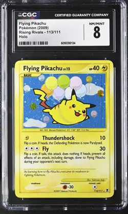 CGC 8 MINT Flying Pikachu 2009 Rising Rivals 113/111 Holo Pokemon Card - Image 1