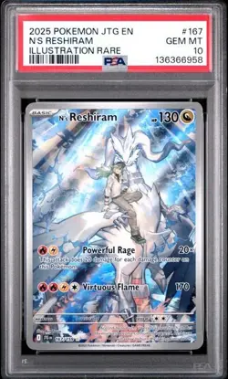 Pokemon Journey Together 167/159 N's Reshiram Illustration Rare IR Graded PSA 10 - Image 1