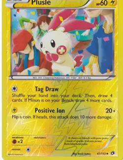 PLUSLE REVERSE-HOLO 47/113 POKEMON BLACK AND WHITE LEGENDARY TREASURES - Image 1