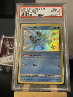 2019 Pokemon TCG S&M Froakie Holo Hidden Fates PSA 10 - Image 1
