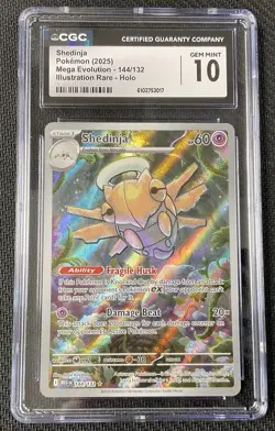SHEDINJA Illustration Rare Holo 144 CGC 10 GEM MINT 2025 Pokemon Mega Evolution - Image 1