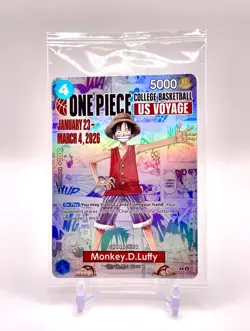 One Piece Monkey D. Luffy College Basketball Card Sealed Promo *Read Description - Image 2