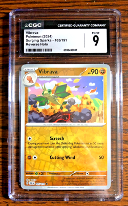 Vibrava Reverse Holo #105 - CGC MINT 9 - 2024 SV Surging Sparks - Pokemon TCG - Image 1