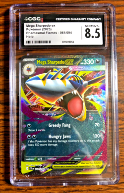 Mega Sharpedo EX Double Rare #061 - CGC NM/MINT+ 8.5 -Phantasmal Flames-Pokemon - Image 1
