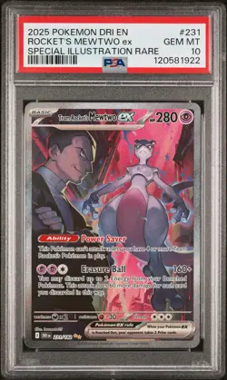 2025 POKEMON DESTINED RIVALS #231 TEAM ROCKET'S MEWTWO EX PSA 10 - Image 1