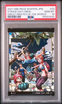 PSA10 No.8-28 SR Straw Hat Pirates Luffy Zoro Nami One Piece Wafer Card BANDAI - Image 1