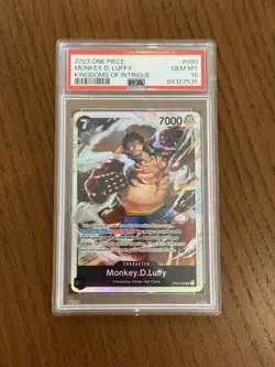 2023 PSA 10 One Piece Kingdoms of Intrigue Monkey D. Luffy SR OP04-090 - Image 1