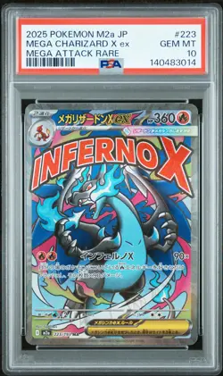 2025 POKEMON JPN MEGA DREAM EX MEGA ATTACK RARE #223 MEGA CHARIZARD X EX PSA 10 - Image 1